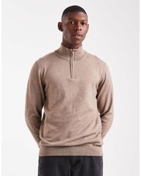 Threadbare - Pull en maille à col zippé - taupe - Lyst