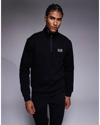 EA7 - Sudadera Negra Con Media Cremallera Y Logo Train Core De Armani - Lyst