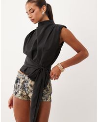 Lioness - Penthouse Funnel Neck Structured Tie Waist Top Co-Ord - Lyst