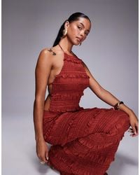 Oh Polly - Natesha Ruffled High Neck Backless Top - Lyst