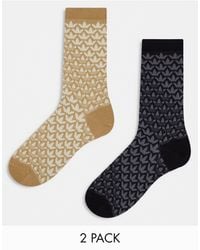 adidas Originals - Confezione da 2 paia di calzini neri e color sabbia con trifogli - Lyst