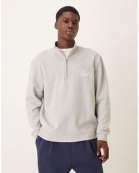 ASOS - Sweat d'ensemble oversize avec col zippé et broderie sur la poitrine - chiné - Lyst