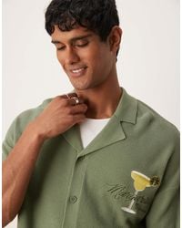 ASOS - Relaxed Boxy Fit Knitted Button Through Polo With Margarita Embroidery - Lyst