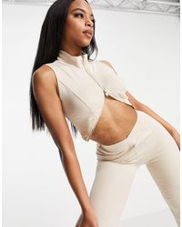 SIMMI - Simmi High Neck Plunge Front Crop Top Co Ord - Lyst