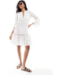 Accessorize - Caftán Playero Corto Con Flecos De -Blanco - Lyst