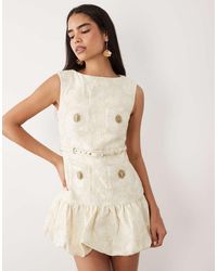 ASOS - Belted Tailored Jacquard Mini Dress With Peplum Detail - Lyst