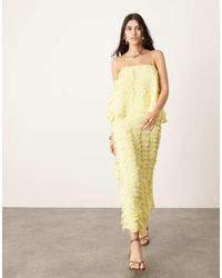 ASOS - Falda Larga Amarillo Limón Con Diseño Circular Texturizado De (Parte De Un Conjunto) - Lyst