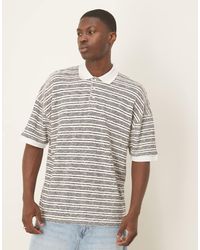 ASOS - Oversized Gestreepte Polo Met Verlaagde Schouders En Textuur - Lyst