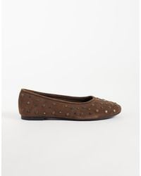 Mango - Teen 100% Leather Studded Ballet Flat - Lyst