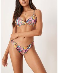 OOSC - Slip Bikini Rosa Con Motivo Effetto Fumetti E Taglio A V - Lyst