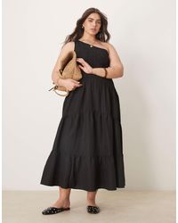ASOS - Asos Design Curve Crinkle Midi Dress With Asymmetric Neckline - Lyst