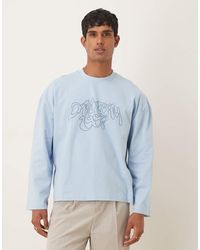ASOS - Heavyweight Boxy Oversized Long Sleeve T-Shirt With Dropped Shoulder And Embroidered Text - Lyst