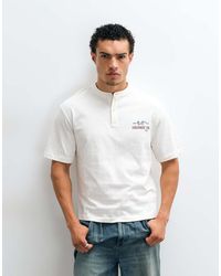 ASOS - Boxy Relaxed Henley T-shirt With Chest Graphic - Lyst