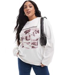 ASOS - Asos Design Curve Long Sleeve Skater Tee With Creative Print - Lyst