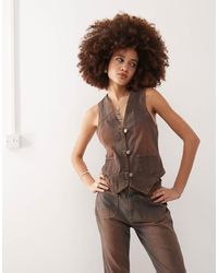 Reclaimed (vintage) - Western Denim Waistcoat - Lyst