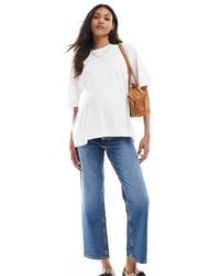 ASOS - Vaqueros Azul Medio Auténtico Cómodos Y Elásticos De Pernera Recta De Asos Design Maternity - Lyst