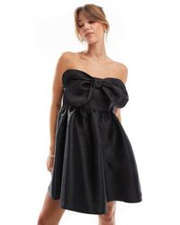 ONLY - Vestido Corto Con Escote Palabra De Honor Y Lazo De - Lyst