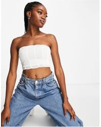 Pull&Bear - Bandeau Seam Detail Corset Cropped Top - Lyst