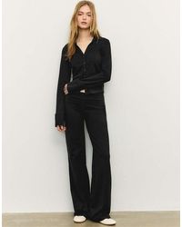 Stradivarius - Mesh Trousers With Turned-Down Waist - Lyst