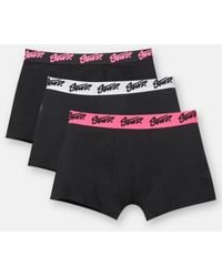 Pull&Bear - Pack Of 3 Black Boxers With Pink Stwd Logo - Lyst