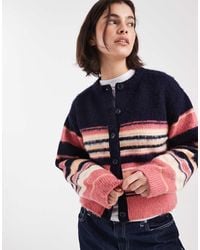 ASOS - Brushed Relaxed Stripe Crew Neck Cardigan - Lyst