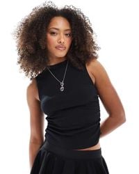 ASOS - Top Senza Maniche A Coste Con Arricciatura Laterale - Lyst