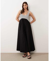 ASOS - Hybrid Interlock Scoop Neck With Maxi Dress With Poplin Skirt - Lyst
