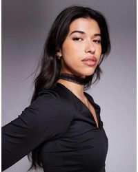 ASOS - Gargantilla Negra Para Halloween Con Bordes De Volantes De Terciopelo De - Lyst