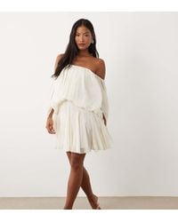 ASOS - Asos Design Petite Blouson Mini Dress With Split Sleeve And Volume Godet Skirt - Lyst