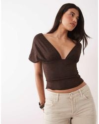 Motel - Rovali Plunge Tie Back Lace Top - Lyst