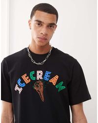 ICECREAM - T-Shirt Nera A Maniche Corte Con Stampa Cono - Lyst