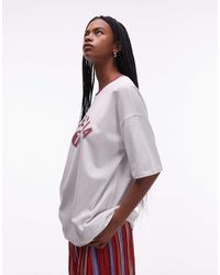 TOPSHOP - T-shirt oversize en jersey style sport à imprimé valencia et bordure bordeaux - Lyst