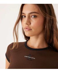 Calvin Klein - T-Shirt Mini Scuro Con Monogramma Del Logo - Lyst