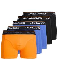 Jack & Jones - Pack De 5 Calzoncillos De Color Negro, Azul Y Naranja De - Lyst