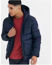 Jack & Jones Originals - Gewatteerd Jack Met Capuchon En Gestikte Zakken - Blauw
