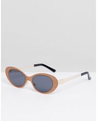ASOS – Ovale, golden glitzernde Sonnenbrille - Mettallic