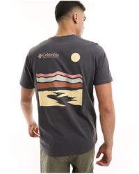 Columbia - Explorers canyon - t-shirt nera con stampa di montagne sul retro - Lyst