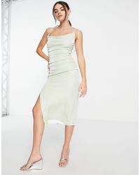 NA-KD - X Moa Mattson Midi Cami Dress With Ruching And Cowl Neck - Lyst