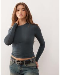 Weekday - Top ajusté ultra doux à manches longues avec passe-pouce - bleu pétrole - Lyst
