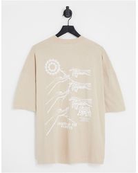 TOPMAN - T-shirt super oversize color pietra con stampa di mani - Lyst