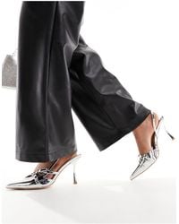 Public Desire - Smoosh Front Strap Heeled Shoes - Lyst