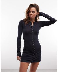 Weekday - Long Sleeve Mini Dress With Press Stud Detail - Lyst