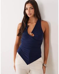 ASOS - Hardware Plunge Ruched Front Top - Lyst