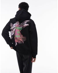TOPMAN - Oversized Fit Hoodie With Front And Back Angel Print - Lyst