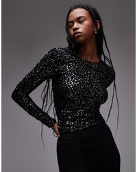 AllSaints - Top De Manga Larga Con Estampado De Leopardo Eris De -Marrón - Lyst