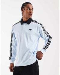 adidas Originals - Three Stripe Long Sleeve Polo - Lyst