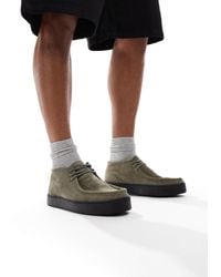 Pull&Bear - Chaussures en cuir avec semelle contrastante en caoutchouc - kaki - Lyst