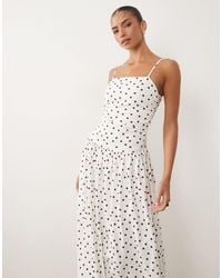 ASOS - Cami With Full Skirt Midi Dress Polka Dot Print - Lyst