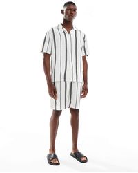 Only & Sons - Short d'ensemble rayé aspect lin - noir et - Lyst