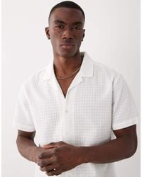 Brave Soul - Short Sleeve Textured Shirt With Revere Collar - Lyst